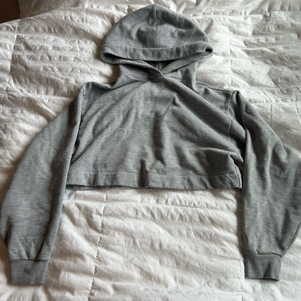 ALO Yoga Women's Heather Gray Cropped Hoodie